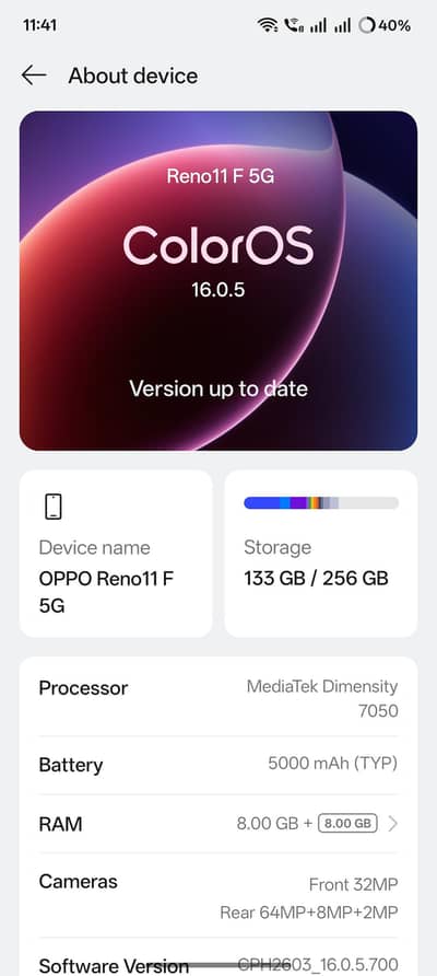 OPPO Reno 11f 5g 8+8/256 condition 10/10 front/back 0 scratches