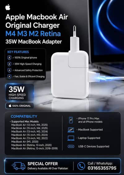 Apple Original 35W Charger iphone 17 16 15 14 Pro Max Air plus Adapter