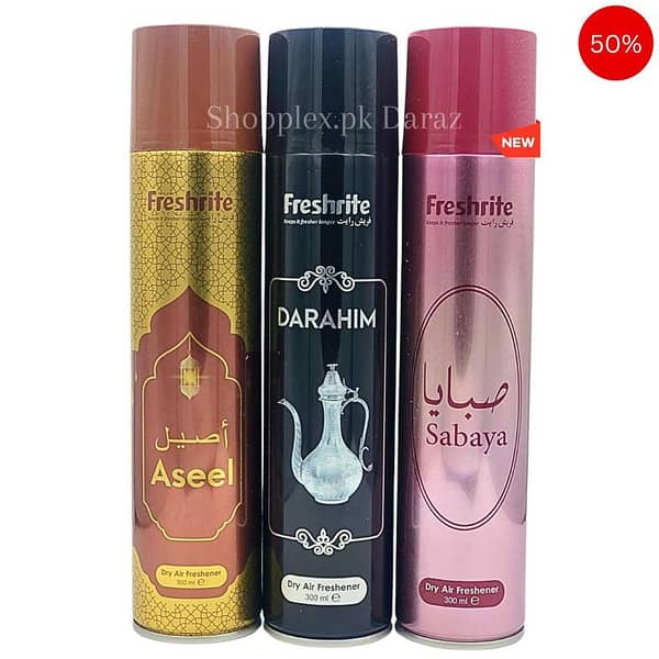 Freshrite Air Freshener Pack of 3 - Aseel, Darahim, and Sabaya in 300ml Bottles for Home, Office, Car, and Gifting