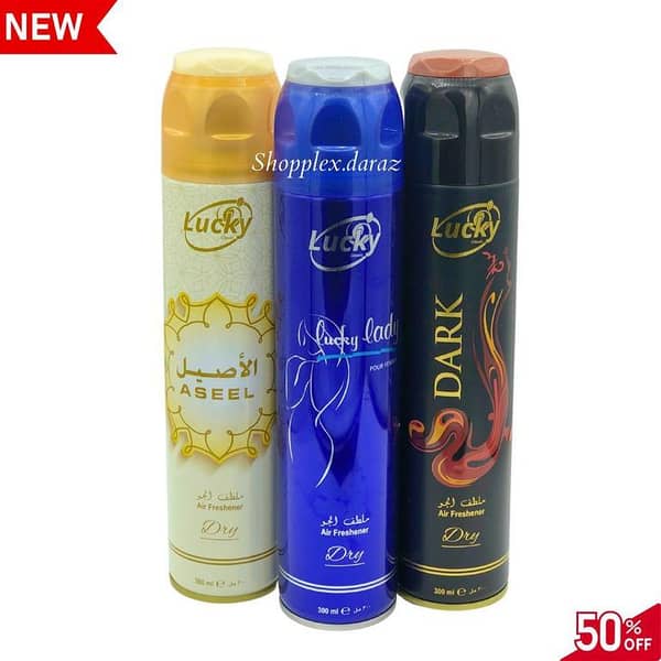 Al-Aseel Air Freshener Blue Lady Dark - Pack of 3 Big 300ml Bottles for Home, Office, Car, and Hotel Use