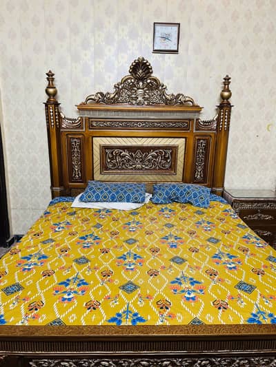 wooden king size bed for sale bilkul new ha with mattress