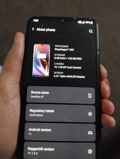 One Plus 6T Dual Sim PTA Approved 8/128 GB