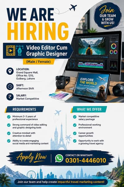 Video Editor Cum Graphic Designer Lahore (Male/Female)