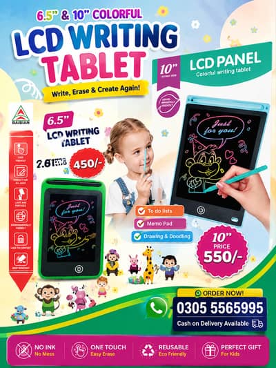 LCD Writing Tablet 6.5" & 10" – Kids Drawing & Learning Board