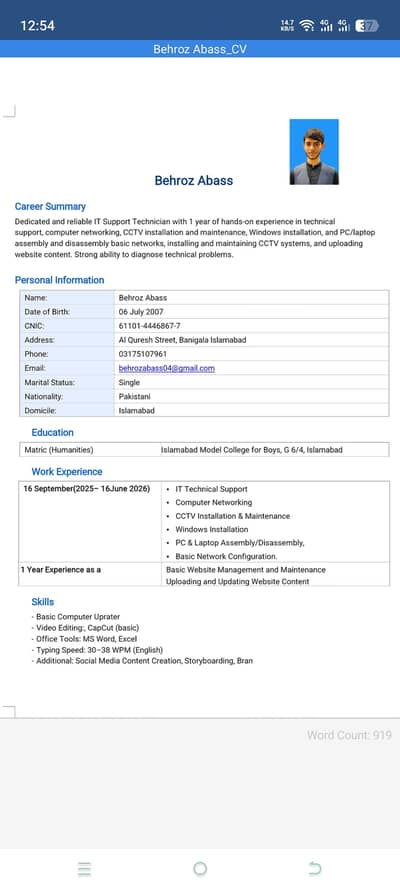 Need job check my cv