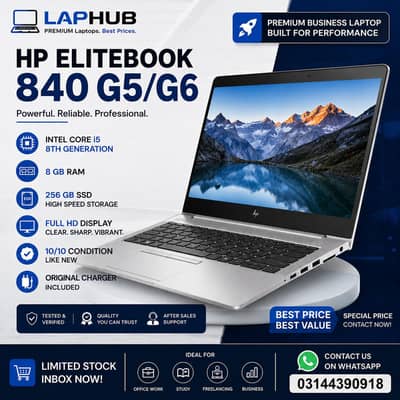 HP EliteBook 840 G5/G6 – Core i5 8th Gen | 8GB RAM | 256GB SSD