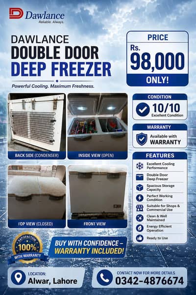 Dawlance Double Door Freezer with Warranty.   03424876674
