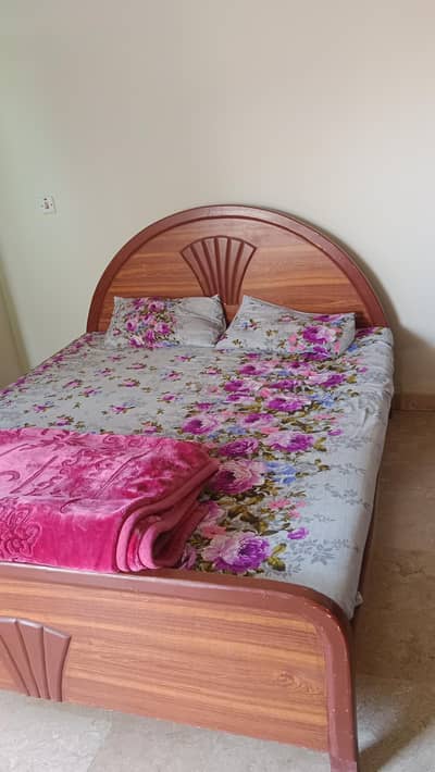 Wooden double Bed with Mattress