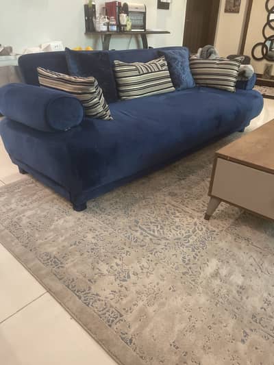 3 seater blue sofa