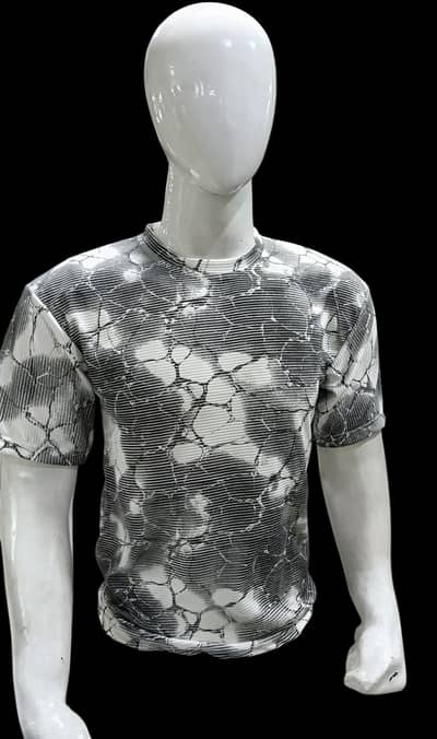 Down shoulder China fabric T shirt