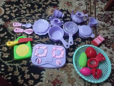 Pretend Play Toy Kitchen & Complete Crockery Set (20+ Pieces)