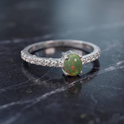 Premium Genuine Opal Silver Ring for  Women**