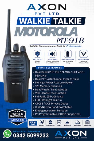 MT918 Two way Wireless set long range walkie talkies for communication