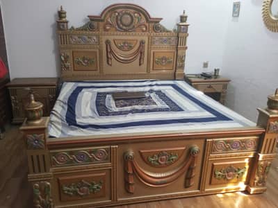 Bed with side table and dressing for sale