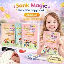 Sank Magic Practice Copybook Set of 4 Books & Magic Pen with 10 Ref