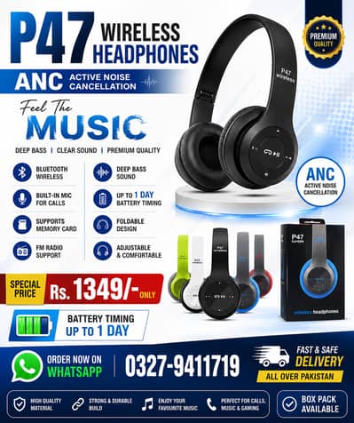  P47 Wireless Headphones ANC 