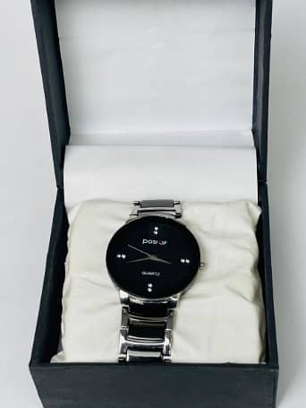Men's Stainless Steel Black Dial Quartz Watch 50ml