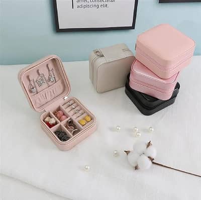Pink PU Leather Jewelry Box for Women Travel Gift