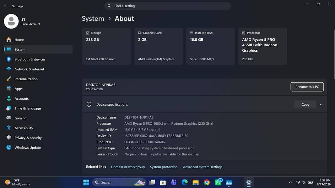 AMD RYZEN 5 PRO 4