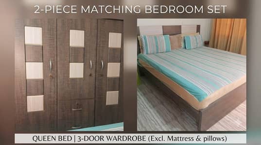 Matching 2-Piece Bedroom Set: King Bed & 3-Door Wardrobe