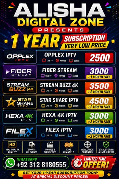 ALL iptv avlible  fiber stream A2zhub Filex opplex star share B1g boss