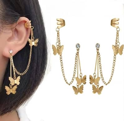 Gold Plated Butterfly Necklace Set For Women