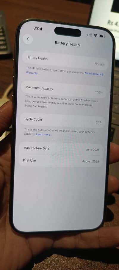 iPhone 16 Pro Max PTA 256GB 100% Battery 247 Cycle 10/10