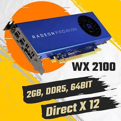 amd Radeon pro wx2100, 2gb vram, gddr5, 64bit. Like new HDMI converter