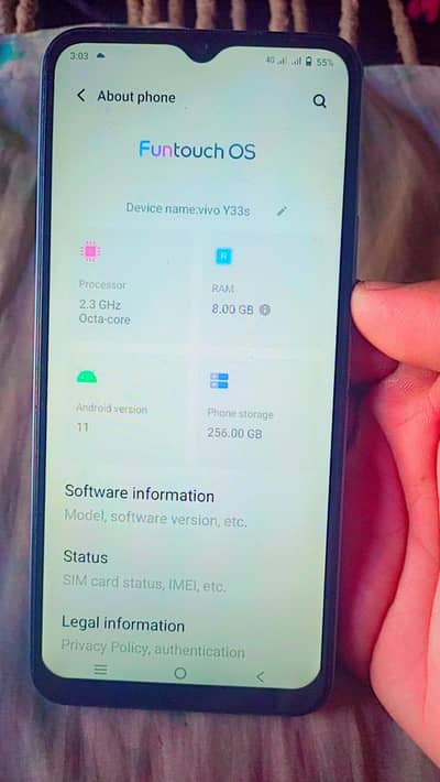 vivo. y33s. . ram. rom. . 8. . . . 258