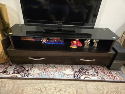 TV Console for upto 55inch TV (Tempered Glass Top and Wood) 30,000pkr