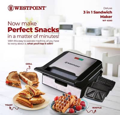 Westpoint WF-6293 Deluxe 3-in-1 Sandwich Toaster