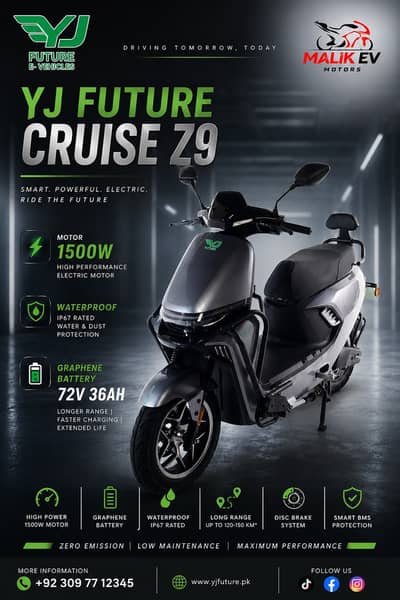 YJ Future Cruise Z9 Electric Scooty 2026 1500W Motor Graphene Battery