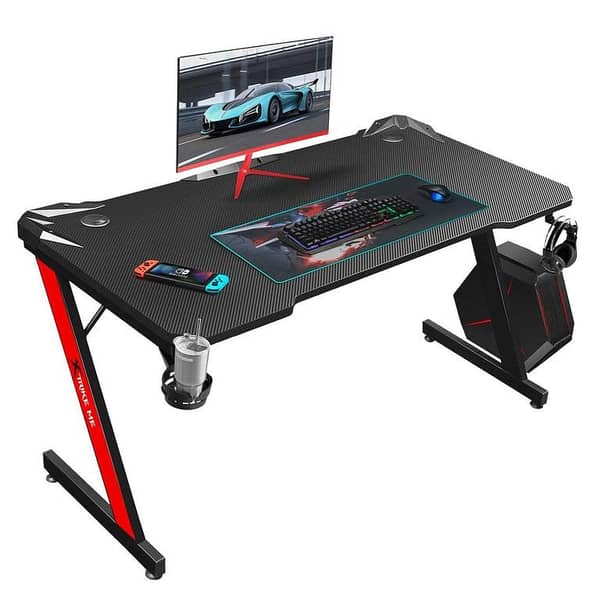 Xtrike Me Dk-02 Ergonomic Computer Desk With Headphone Hook And Cup Holder Z-shaped Legs Black