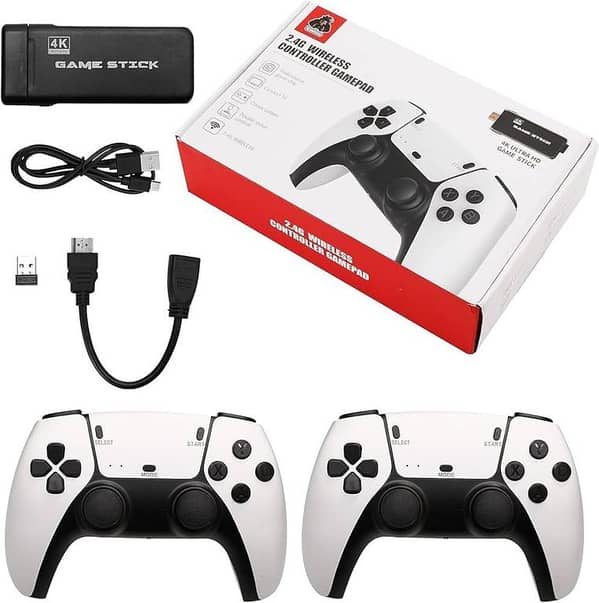 M8 Pro 4K Retro Game Console Stick – 40,000+ Built-In Games | 2.4G Wireless Dual Controllers