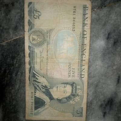 foreign England 100 years old currency note 5 pound