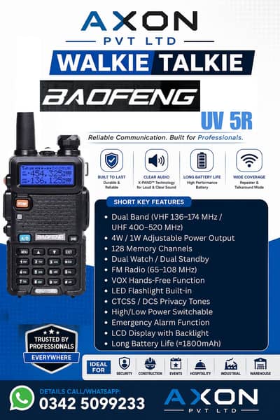 Baofeng BF-5R Dual Band Walkie Talkie – Long Range Two-Way Radio  Prod