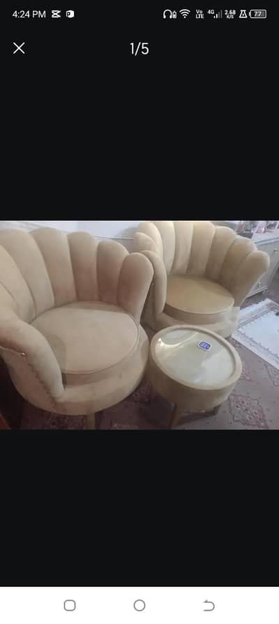 Luxury Flower style 2chair with table urgent Sale