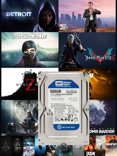 500/512 gb hard drive disk with multiple games inside gta 5 , wukong