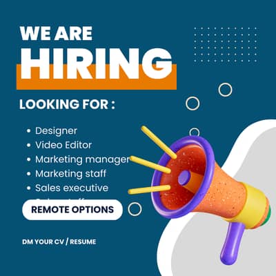 Looking for staff regarding designing, marketing, sales