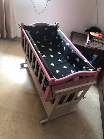 Wooden Baby bassinet for baby girl