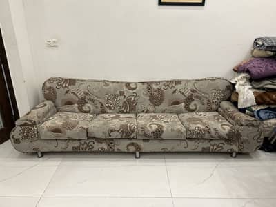 Large 4-5 Seater Long Sofa (Solid Frame, Needs Cleaning)