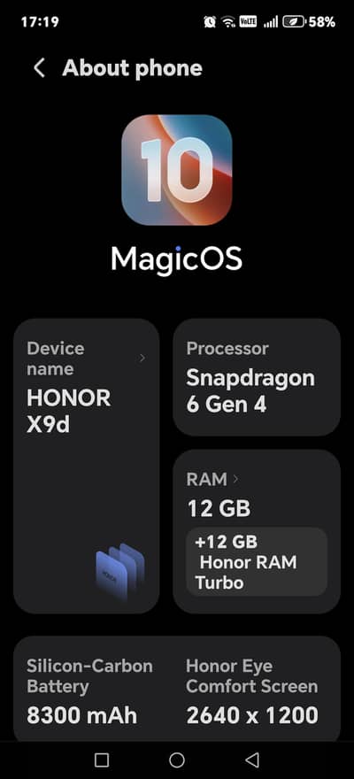 Honor x9d 12+12 256 gb with box and charger