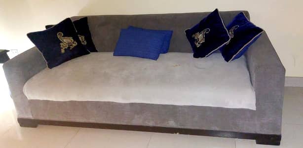 5-Seater Sofa Set – 3 Seater + 2 Chairs – Grey Suede Finish
