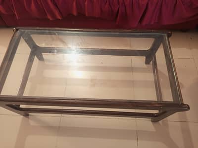 Total shesham wood glass top center table strong Hain heavy .