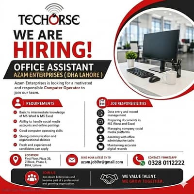 Office Assistant Required | Male & Female Jobs | Jobs in Lahore