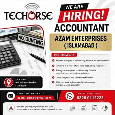 Accountant Required || Male Staff Required || Jobs in Islamabad