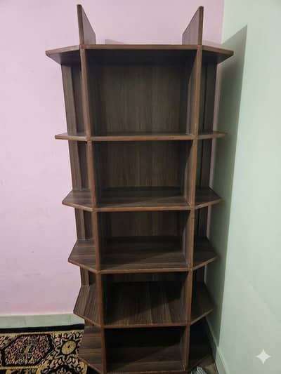wooden shelves