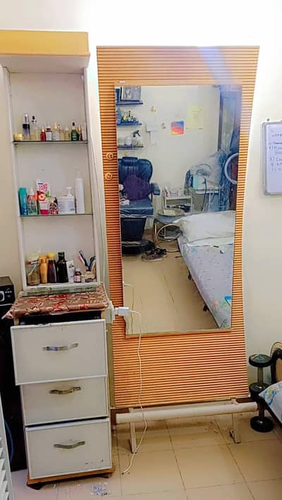 dressing table mirror with heavy iron body with small cabinets