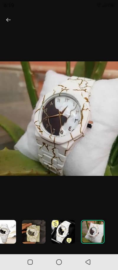 Men's watch carbon marble