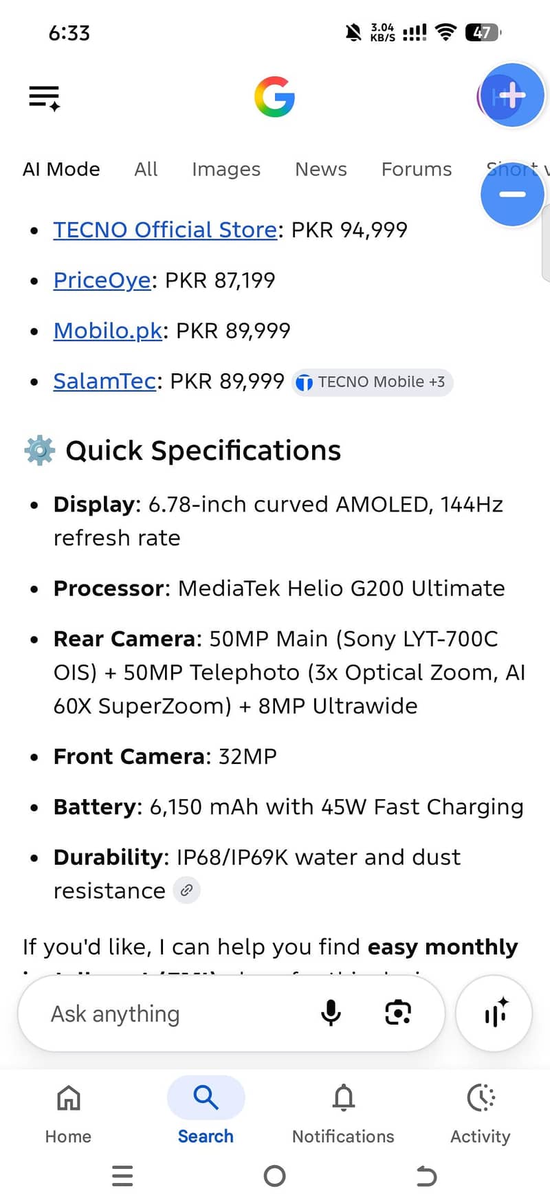 Tecno camon 50pro 1